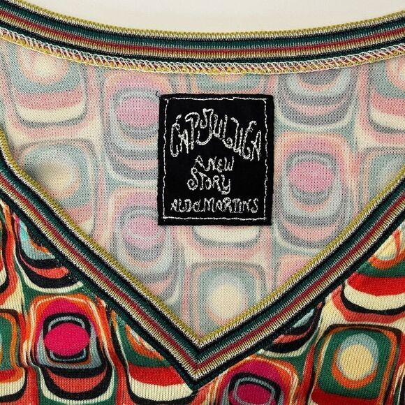 Aldomartins Cap Juluca V-Neck Sweater Lightweight Colorful Mod Geometric Medium - Picture 8 of 11